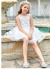 Beaded Ivory Lace Tulle Flower Girl Dress With Horsehair Hem